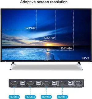 4K Video Display USB KVM Switch Box 2/4 Port Type C HDMI-compatible KVM Switcher Splitter Box For Sharing Printer Keyboard Mouse