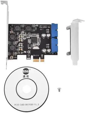 Add On Cards PCI-E PCI-Express to Internal 2 Port 19Pin Header USB 3.0 Card Adapter with Low Profile