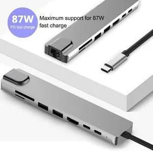 8 In 1 Type C Hub USB C to HDMI USB 3.0 Ports USB 2.0 Port SD/TF Card Reader USB C Power Delivery for MacBook Pro 3.1 Splitter