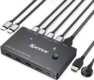 4Port HDMI-Compatible KVM Switch Dual Monitor 4K@60Hz Extended Display USB KVM Switcher 2 Computer Share Keyboard Mouse Monitor