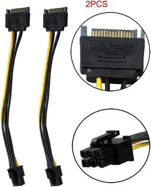 2pcs SATA Power Cable 15 Pin To 6 Pin PCI EXPRESS PCI-E Sata usb sata cable usb Riser card rj45 connector dvi-d vga dual psu