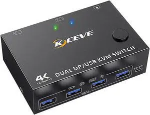 1.4 KVM Switch Dual Monitor USB Switcher Controls Splitter DP Extended Display For PC Laptop Sharing Keyboard Mouse