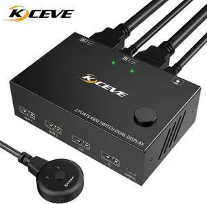 KC-KVM202 HD KVM Switcher Dual Display Switcher up to 3840*2160@30Hz Video Resolution Plug and Play Wide Compatibility