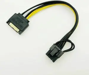 5PCS 15pin SATA Male to 8pin(6+2) PCI-E Power Supply Cable 20cm SATA Cable 15-pin to 8 pin cable 18AWG Wire for Graphic Card