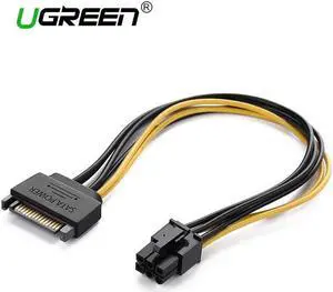 Ugreen SATA Power Cable 15 Pin to 6 Pin PCI Express PCI-E Sata Converter Graphics Video Card 20cm Length Power Cable Adapter