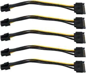 5Pcs SATA Power Cable 15 Pin To 6 Pin PCI EXPRESS PCI-E Sata Cable Cord