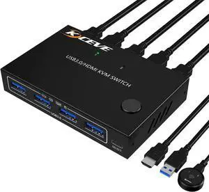 KC-KVM201A USB3.0/HD 2 in 1 out KVM Switcher Support up to 3840*2160@60Hz Resolution One-button Switching for Mouse Hub