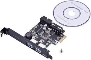 High Speed 5Gbps 20Pin PCI-E Express to 2-Port USB 3.0 Expansion Card Adapter Internal 19Pin for Desktop Computer