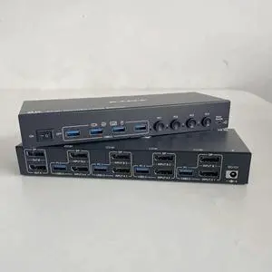 Aomoproing KVM Switch 4 Computer 2 Monitors, KCEVE Dual Monitors Displayport USB 3.0 KVM Switcher, Supports 4K@60Hz for 4 DP Computers Share 2 DP Monitors, Keyboard and Mouse