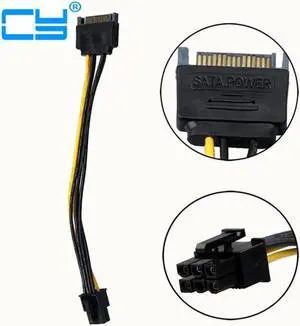5pcs/lot 15Pin SATA TO PCI-E 6Pin Adapter Power Supply Cable CORD 18AWG Wire For PCIe Graphics Video Display Card PC DIY 20cm