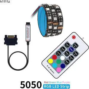 DC 12V Sata Cable LED Strip Flexible Light 5050 RGB SMD + RF Remote Controller for PC Computer Case Decoration 0.5M DC 12V Sata Cable LED Strip Flexible Light 5050 RGB SMD + RF Remote Controller for PC Computer Case Decoration 0.5M