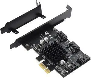 Aomoproing 4 Port SATA III PCIe 3.0 X1 Controller Card, PCI Express to SATA 3.0 6G, Marvell 88SE9215, Black