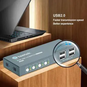 KVM Switch HDMI And USB Switch 4 In 1 Out Support Resolution 4K@60Hz HDMI2.0 USB2.0 Keyboard And Mouse Printer Switch