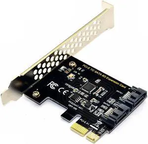 Aomoproing PCI Express SATA 3 Controller Card, 2 Port PCIe SATA III 6GB/s Internal Adapter Converter for Desktop PC Support SSD and HDD