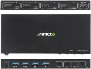 18Gbps 4K 60Hz Ultra HD Metal Case 4Input1 Output KVM Switch HDMI-Compatible Screen Switcher Shared Keyboard and Mouse AM-KVM401