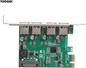 4 Port USB 3.0 Expansion Card Desktop PCI-E To USB3.0 5Gb/s Desktop Adapter Card Add On Cards Compatible PCI Slot/X1-X4/X8/X16