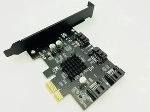 Aomoproing PCI-e to 4 Ports SATA 3.0 Expansion Controller Card 6G SATA3.0 PCI Express Adapter Marvell 88SE9215 Chip for Computer PC HDD SSD