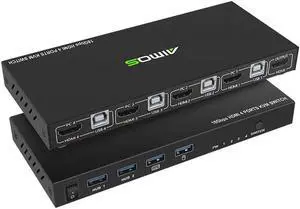 AM-KVM401 4 Ports KVM Switcher HDMI2.0 4-in-1 KVM Switcher 4K HD Image Keyboard Mouse USB Synchronization Controller
