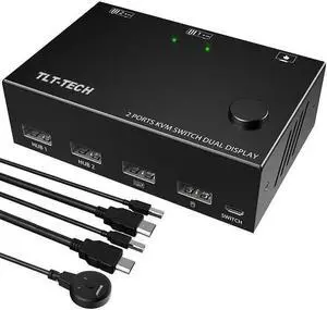 Monitor Kvm Switch 2 Output HDMI-compatible 2 Input Display 4K For Computer