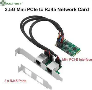 2.5G Mini PCIe to RJ45 Network Card dual ports 2500Mbps Mini PCI Express NIC Lan Card for Realtek 8125B Chipset
