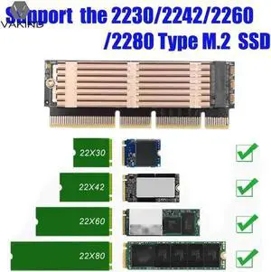 1U 2U Server M.2 NVMe NGFF Key M SSD to PCI-E PCI Express X16 X8 X4 Adapter Extender Card Board with Heat Radiator