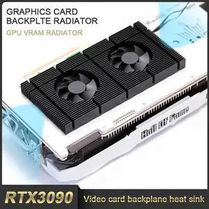 GPU Backplate Radiator Memory Cooler Aluminum Panel + Dual PWM Fan VRAM Heatsink Graphics Card Backplane For RTX 3090 Radiator With 1mm Laird Tflex 500 Thermal Pad