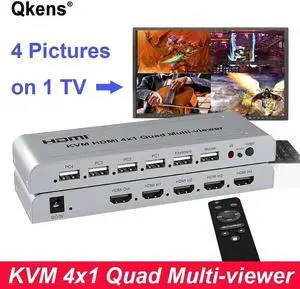 1080P HDMI KVM Switcher 4X1 Quad Multi Viewer 4 TV Screen Splitter HDMI Multiviewer Seamless Switch PS4 PC To Monitor Projector