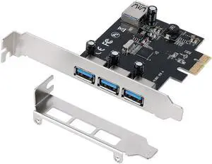 USB 3.0 PCIe Expansion Card PCI-e to 4 Ports USB Adapter PCI Express Controller Hub for Windows Desktop PC Self-Powered