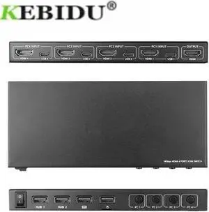 4 ports KVM Switcher with Type-c Interface 4K HDMI USB Sharer Video Display Box Splitter For Sharing Printer Keyboard Mouse
