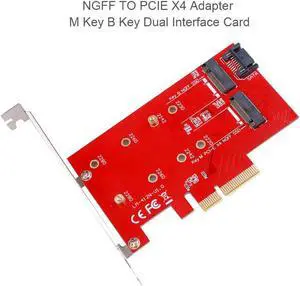 NGFF TO PCIE X4 Adapter M Key and B Key SATA Port Expansion Card Support PCI Express 3.0 2230 2242 2260 2280 Size M2