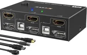 In 2 Out Input Display Or Kvm Laptop Display Monitors 2 Splitter Controls 2 Dual Computers Dual Switcher 60hz Cable