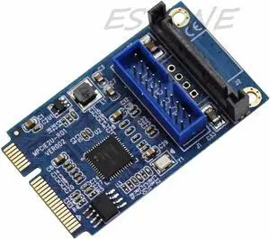 Mini PCI-E to 19-pin USB 3.0 5Gbps Dual SATA USB3.0 Mini Expansion Card Adapter