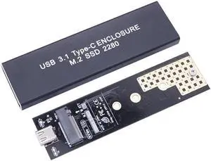 M2 SSD Case NVME Enclosure M.2 to USB Type C 3.1 SSD Adapter for NVME PCIE M Key 2230/2242/2260/2280 SSD Box M2 SSD Case RTL9210(blue)