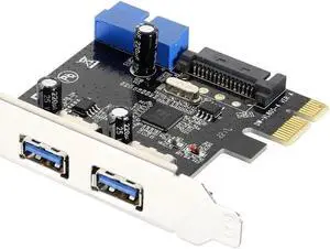 Products Superspeed 2 Ports USB 3.0 Expension Card PCI-E 15 Pins SATA 5Gbps Power Connector
