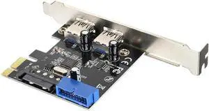 Superspeed 2 Ports USB 3.0 Expension Card PCI-E 15 Pins SATA 5Gbps Power Connector for PC
