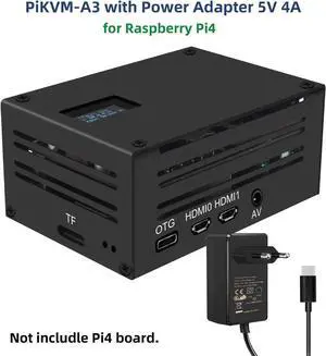 Pi based KVM over IP PiKVM-A3 with Power Adapter USB-C 5V 4A for Raspberry Pi 4B