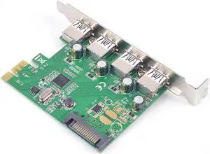 4 USB3.0 to PCIe Card NEC PCI-e 4 ports USB3.0 extender cards PCI Express to USB3.0 adapter card 15pin SATA power supply