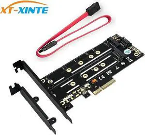 Dual Connector M.2 NGFF SSD NVME M Key + B Key to PCI Express 3.0 4X Host Controller PCIE M2 SATA Riser Card w/ Bracket with LED