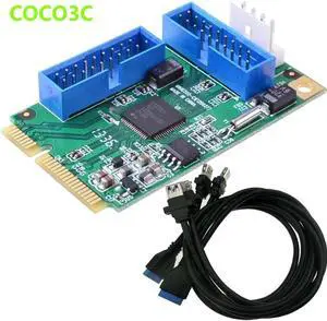 Mini PCIe to 4 ports USB 3.0 adapter mini PCI-e to Dual 19Pin USB 3.0 header + 19P USB female header to 2 USB3.0 spiltter cable