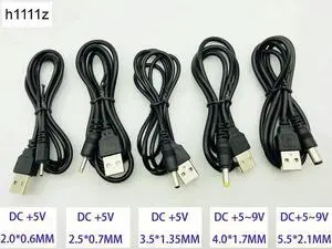 10PCS USB To Male DC2.0 DC2.5 DC3.5 DC4.0 DC5.5mm Barrel Jack Power Cable Connector For Small Electronics Devices