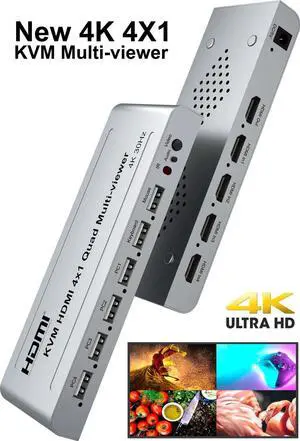 4K USB KVM 4x1 HDMI Quad Multi-viewer 4x1 Multiviewer 4 In 1 Out Seamless Switcher HDMI Multi Viewer PC TV 2 3 4 Screen Divider