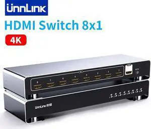 4K HDMI Switch 8 In 1 Out Video Switcher 8 Ports for Host Laptop PS3/4/5 Xbox Sharing Monitor TV Projector