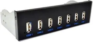 USB HUB USB 2.0 Hub 7 Port Splitter USB 2.0 Front Panel 5.25 CD ROM Drive Bay Bracket Expansion Adapter Connector for Windows XP
