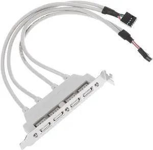 USB 2.0 4 Port Rear Panel PCI Bracket to Dual 9-Pin Motherboard Header Cable SD998
