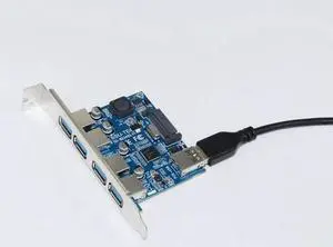 4 Port USB 3.0 HUB Adapter PCI-E 1X to USB3.0 Card PCI Express Expansion Card with 30cm USB Cable 5Gb Speed For Desktop Computer