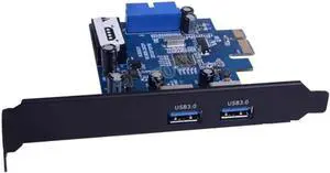 PCI-e to 2 ports USB 3.0 Adapter Card 19/20Pin Connector 5V 4 Pin Male Power Connector