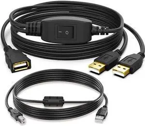 USB Splitter 1 in 2 Out,Printer Splitter Switch for Two Computers,USB B Male to Dual USB Male Adapter Cable for Printer Scanner Fax Machine (5ft, One Side Working at A Time)