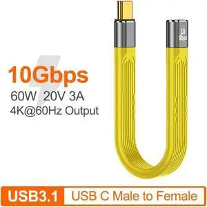 3A 60W 10Gbps Thunderbolt Data Cable PD Fast Charging USB-C Male to Female Cable 4K 60Hz Cable USB Tipo C Data Cabel