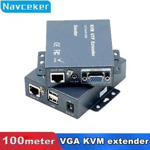 Quality 330ft VGA + Stereo Audio + USB Signal KVM Extender Over Cat5 Cat5e Cat6 RJ45 Cable No Delay Loss VGA Transmitter