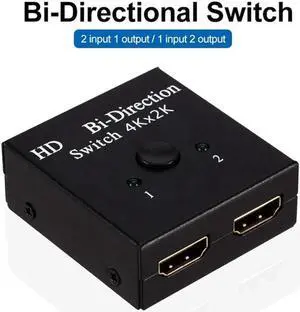 HDMI-compatible Splitter 4Kx2K Switch KVM Bi-Direction 1x2/2x1 HDMI-compatible Switcher Support 4K FHD Ultra 1080P for Projector